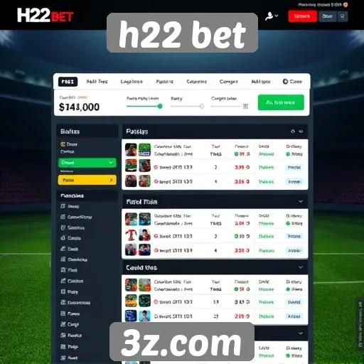 Interface do usuário no site H22 Bet